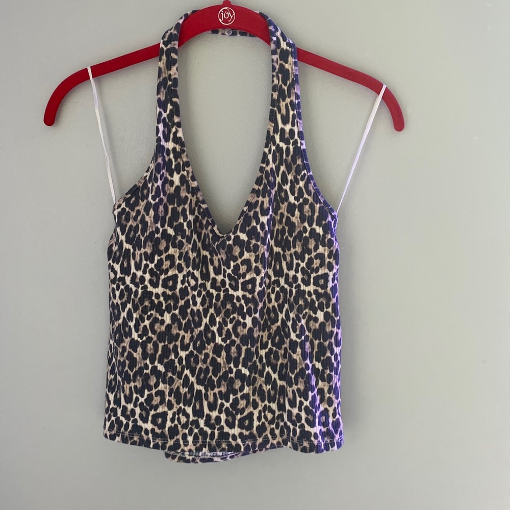 Cheetah print American Eagle halter crop top